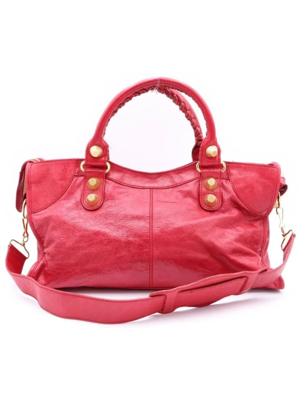 Balenciaga the Giant Part Time 2-Way Shoulder Bag Pink Red Leather Gold - Picture 2 of 7